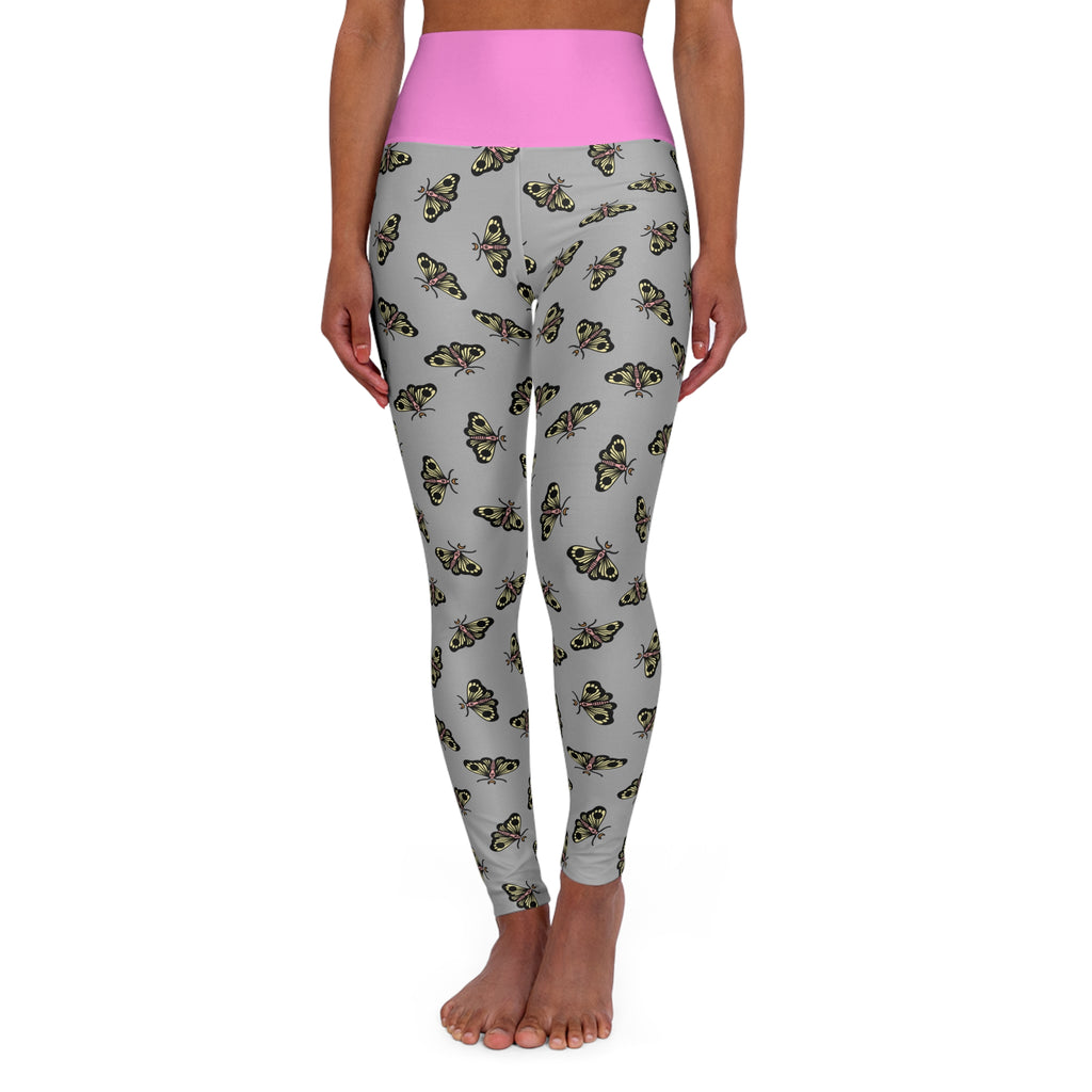 Moth Print High Waisted Yoga Leggings