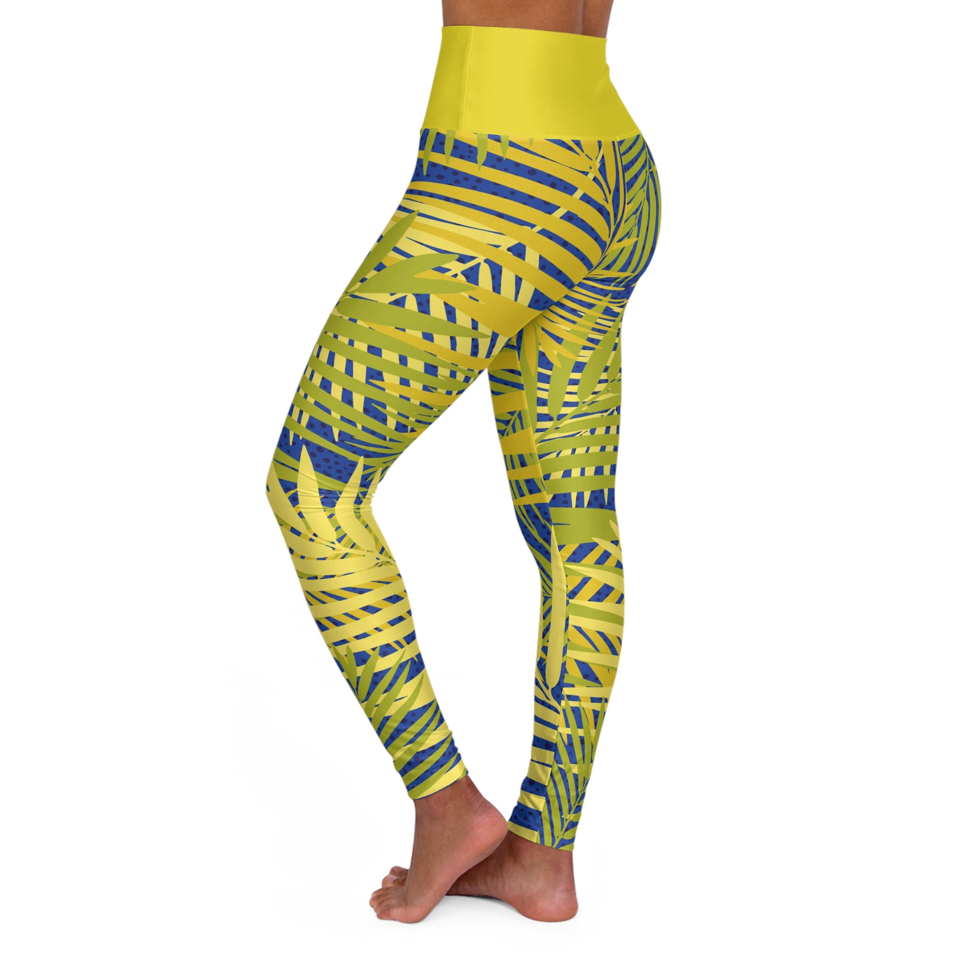 Tropical Palm High Waisted Yoga Leggings
