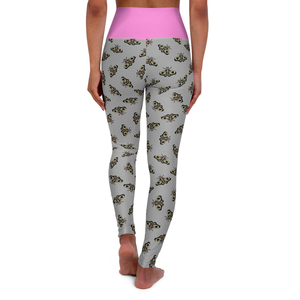 Moth Print High Waisted Yoga Leggings