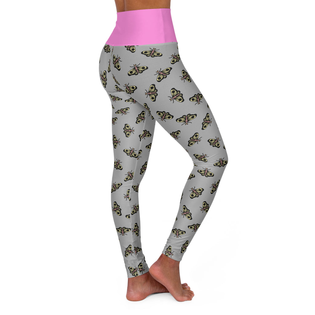 Moth Print High Waisted Yoga Leggings