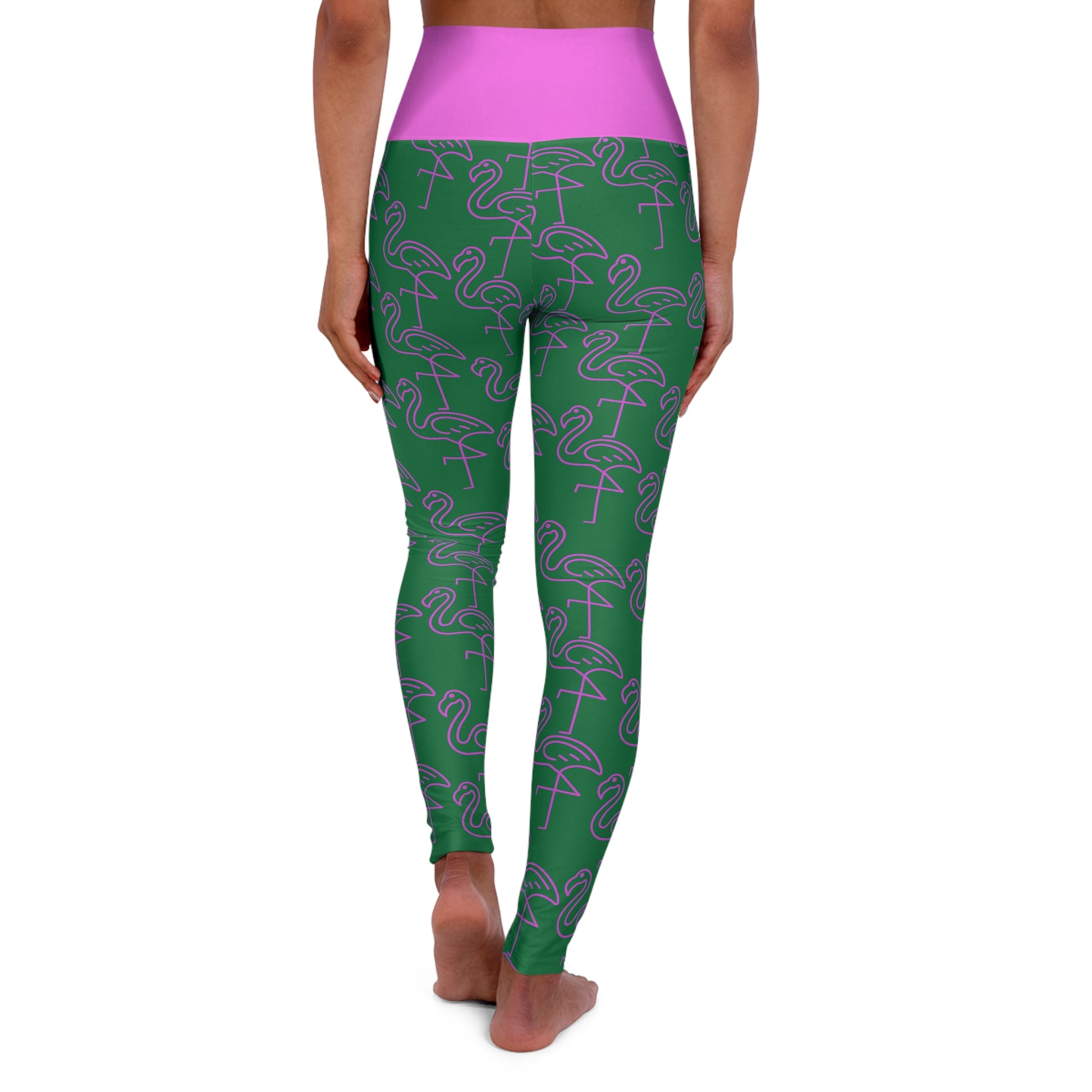 Flamingo Print High Waisted Yoga Leggings
